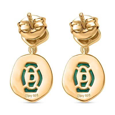 D'Joy Green Onyx 2.40 ctw Earrings in 18K YG Plated Sterling Silver