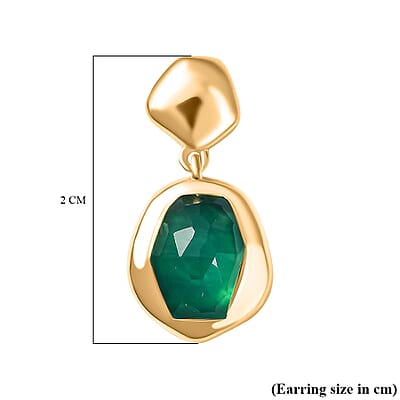 D'Joy Green Onyx 2.40 ctw Earrings in 18K YG Plated Sterling Silver