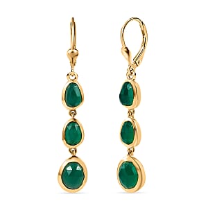 D'Joy Green Onyx 4.15 ctw Dangling Earrings in 18K Vermeil Yellow Gold Over Sterling Silver 
