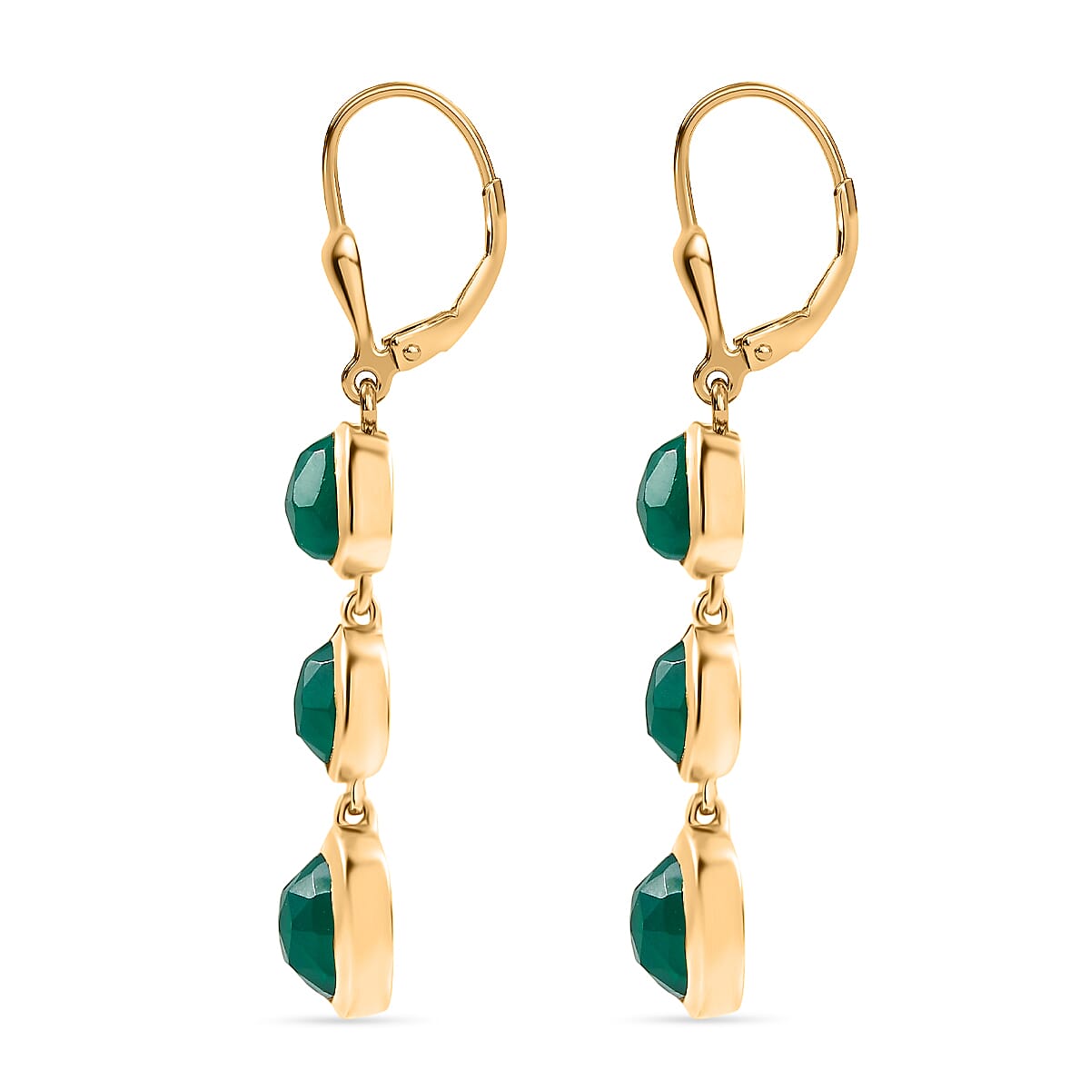 D'Joy Green Onyx 4.15 ctw Dangling Earrings in 18K Vermeil Yellow Gold Over Sterling Silver 