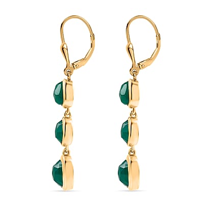 D'Joy Green Onyx 4.15 ctw Dangling Earrings in 18K Vermeil Yellow Gold Over Sterling Silver 