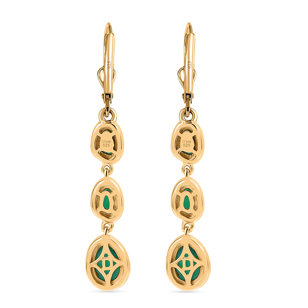 D'Joy Green Onyx 4.15 ctw Dangling Earrings in 18K Vermeil Yellow Gold Over Sterling Silver  image number 4