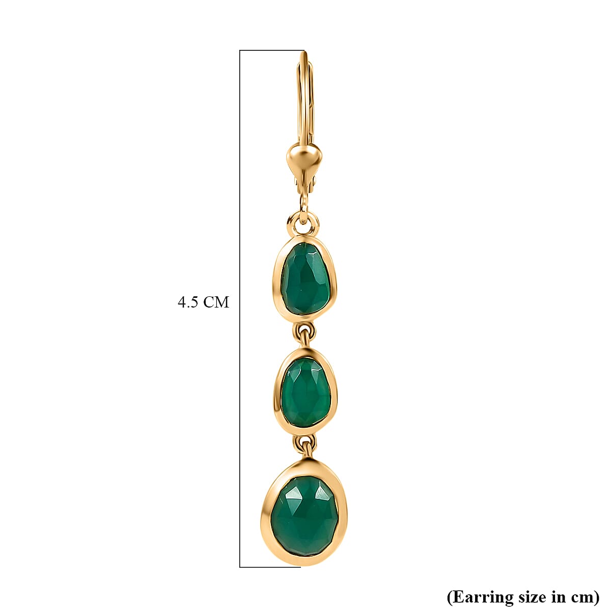 D'Joy Green Onyx 4.15 ctw Dangling Earrings in 18K Vermeil Yellow Gold Over Sterling Silver 
