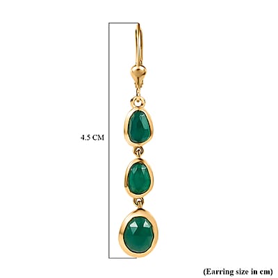 D'Joy Green Onyx 4.15 ctw Dangling Earrings in 18K Vermeil Yellow Gold Over Sterling Silver 