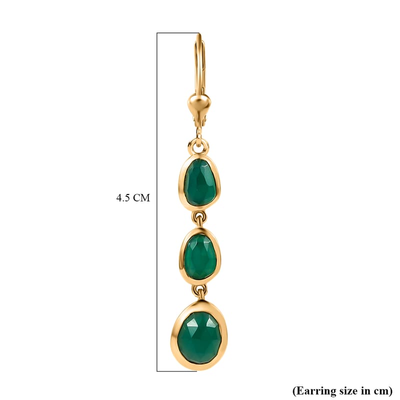 D'Joy Green Onyx 4.15 ctw Dangling Earrings in 18K Vermeil Yellow Gold Over Sterling Silver 