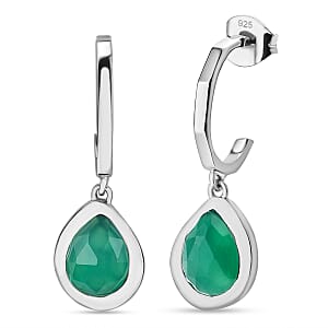 D'Joy Green Onyx 3.25 ctw Earrings in Platinum Over Sterling Silver