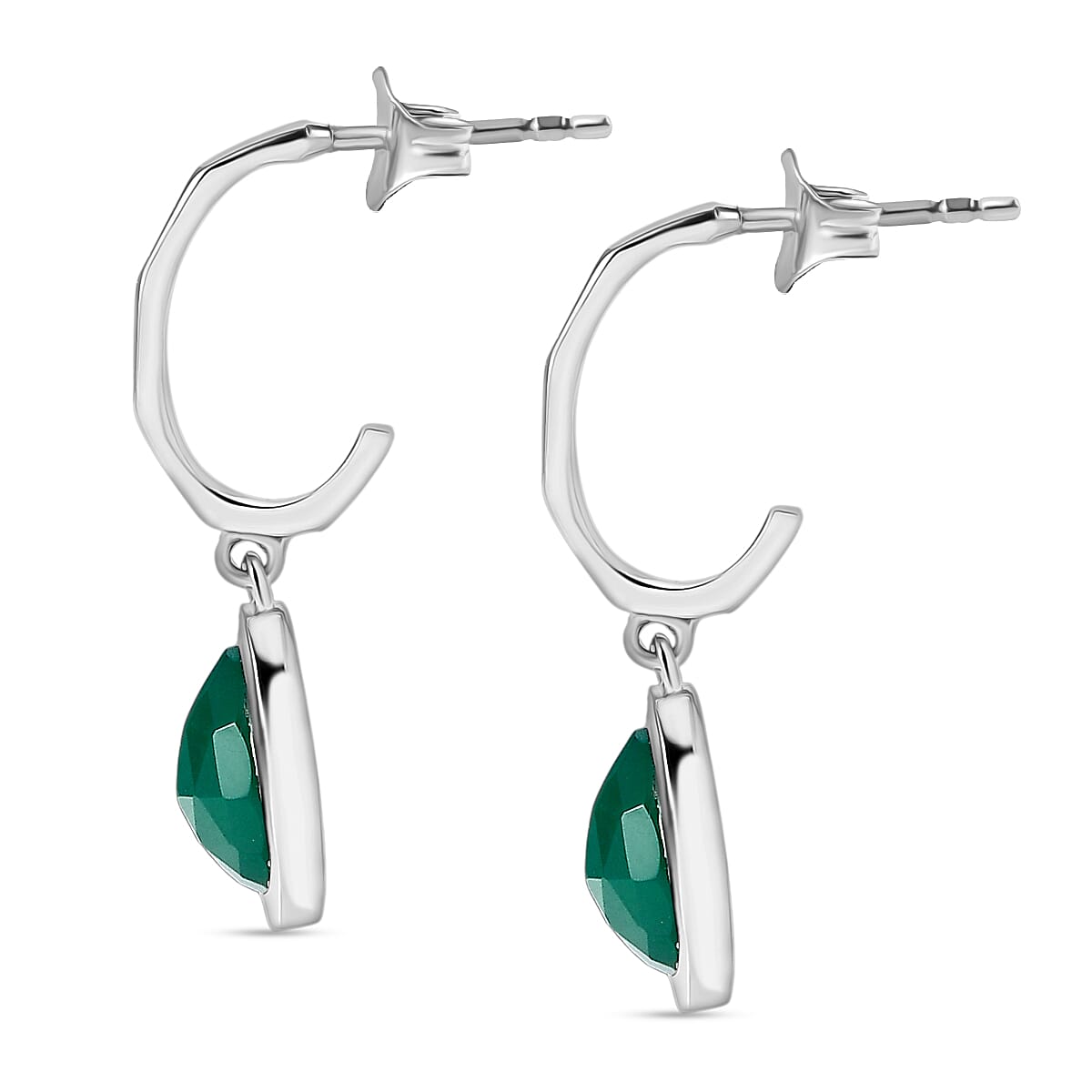 D'Joy Green Onyx 3.25 ctw Earrings in Platinum Over Sterling Silver image number 3