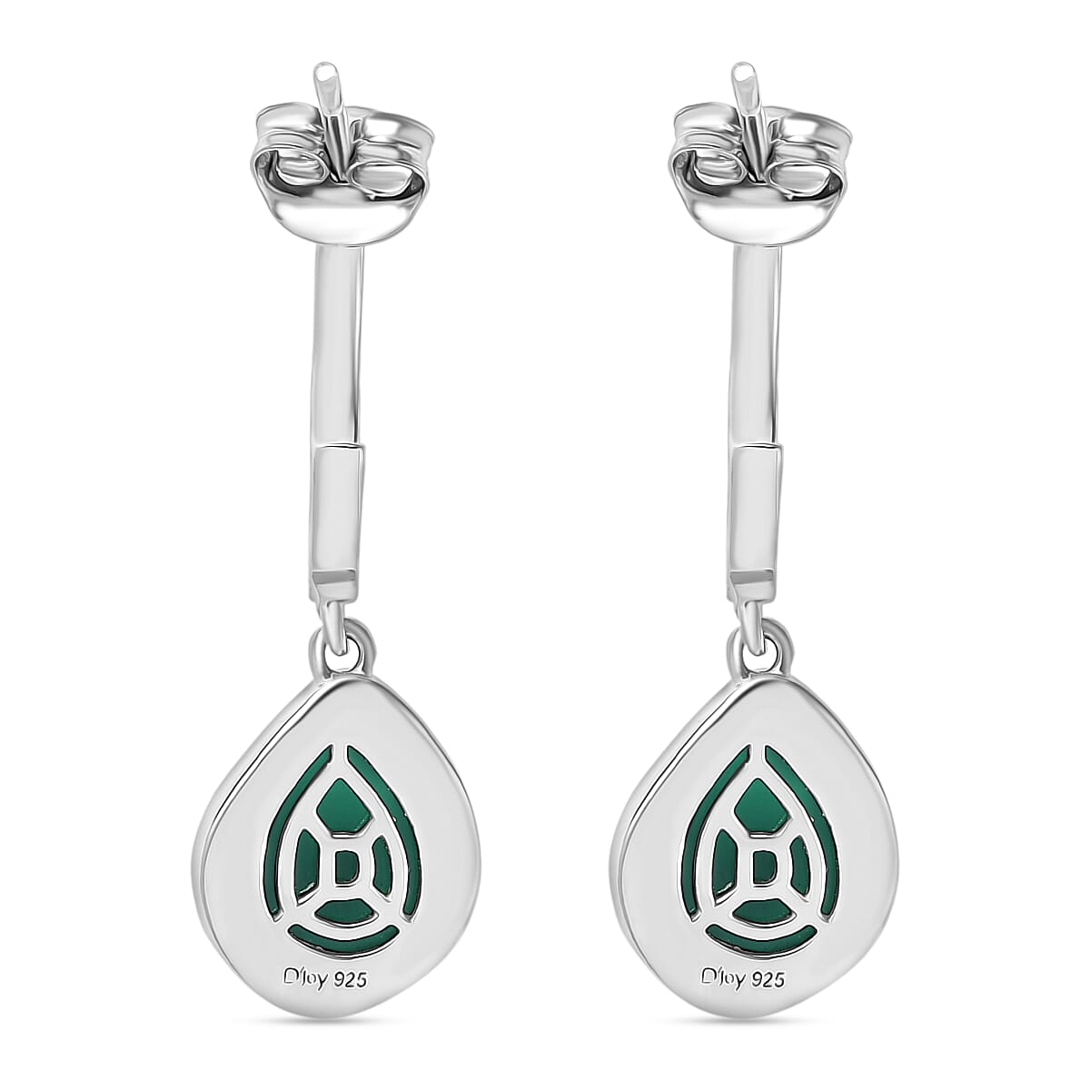 D'Joy Green Onyx 3.25 ctw Earrings in Platinum Over Sterling Silver image number 4