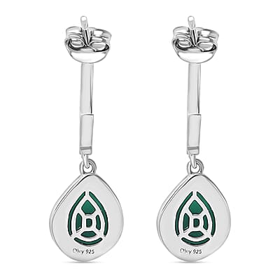 D'Joy Green Onyx 3.25 ctw Earrings in Platinum Over Sterling Silver