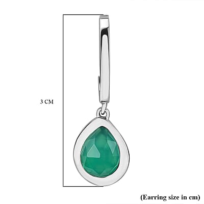 D'Joy Green Onyx 3.25 ctw Earrings in Platinum Over Sterling Silver