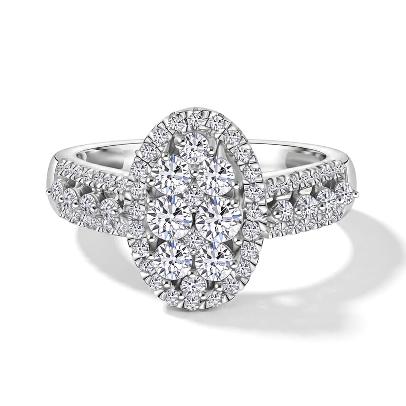 Luxuriant Lab Grown Diamond G-H SI 1.00 ctw Ring in Rhodium Over Sterling Silver (Size 10.0)