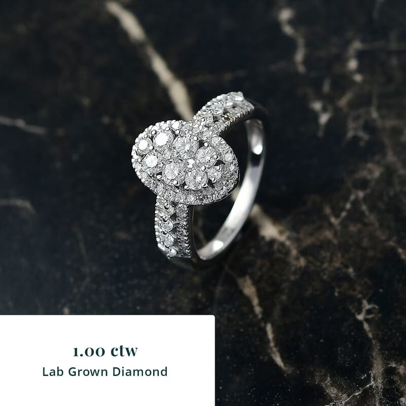 Luxuriant Lab Grown Diamond G-H SI 1.00 ctw Ring in Rhodium Over Sterling Silver (Size 10.0)
