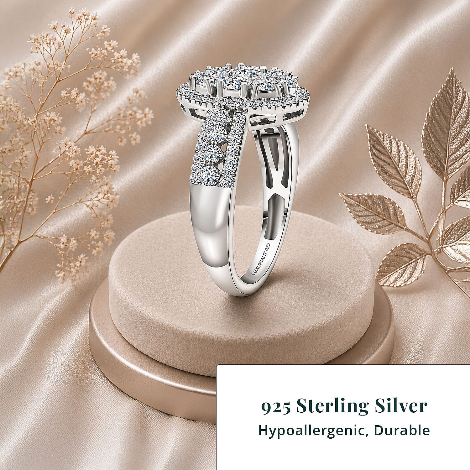 Luxuriant Lab Grown Diamond G-H SI 1.00 ctw Ring in Rhodium Over Sterling Silver (Size 10.0)