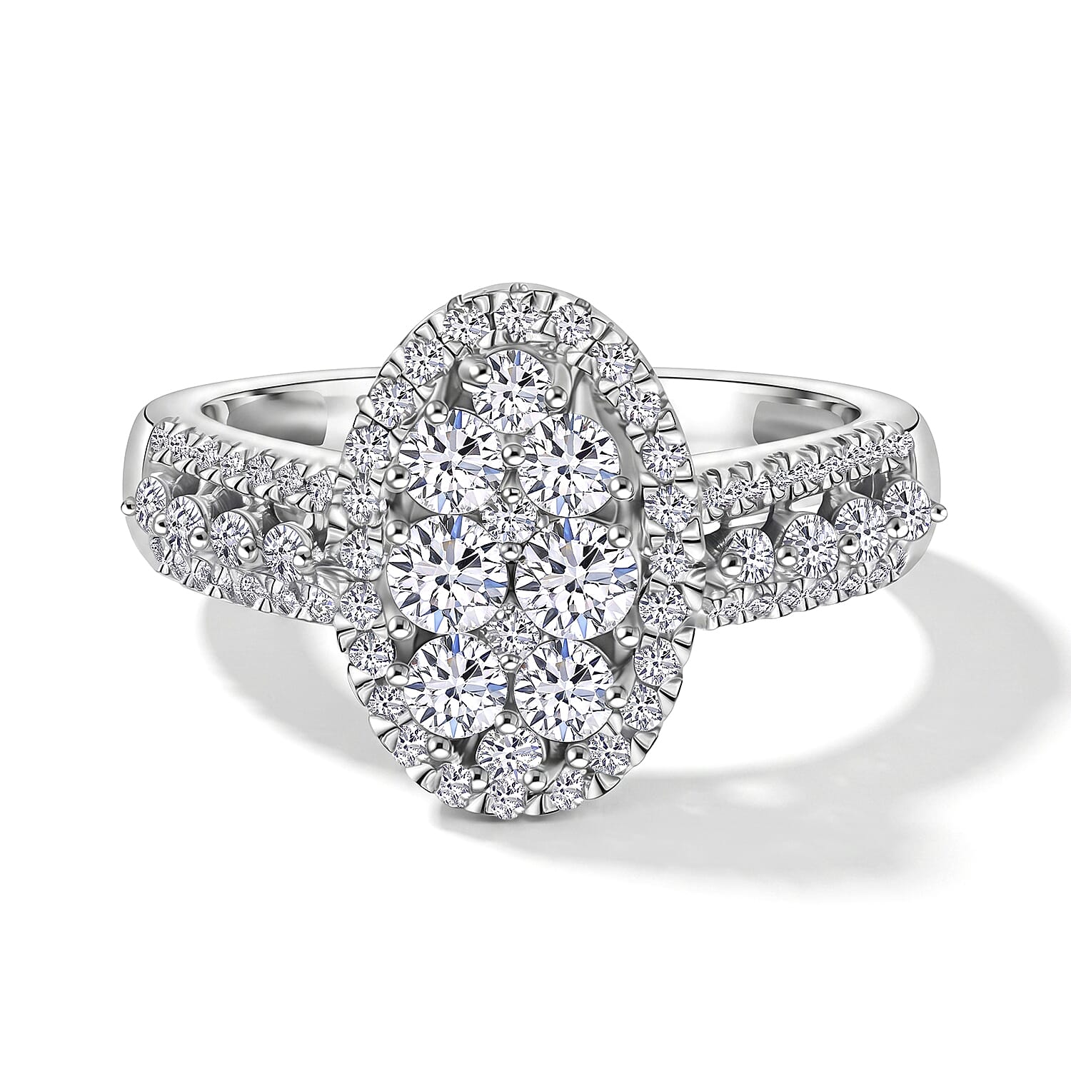 Luxuriant Lab Grown Diamond (G-H, SI) Glitter Halo Ring