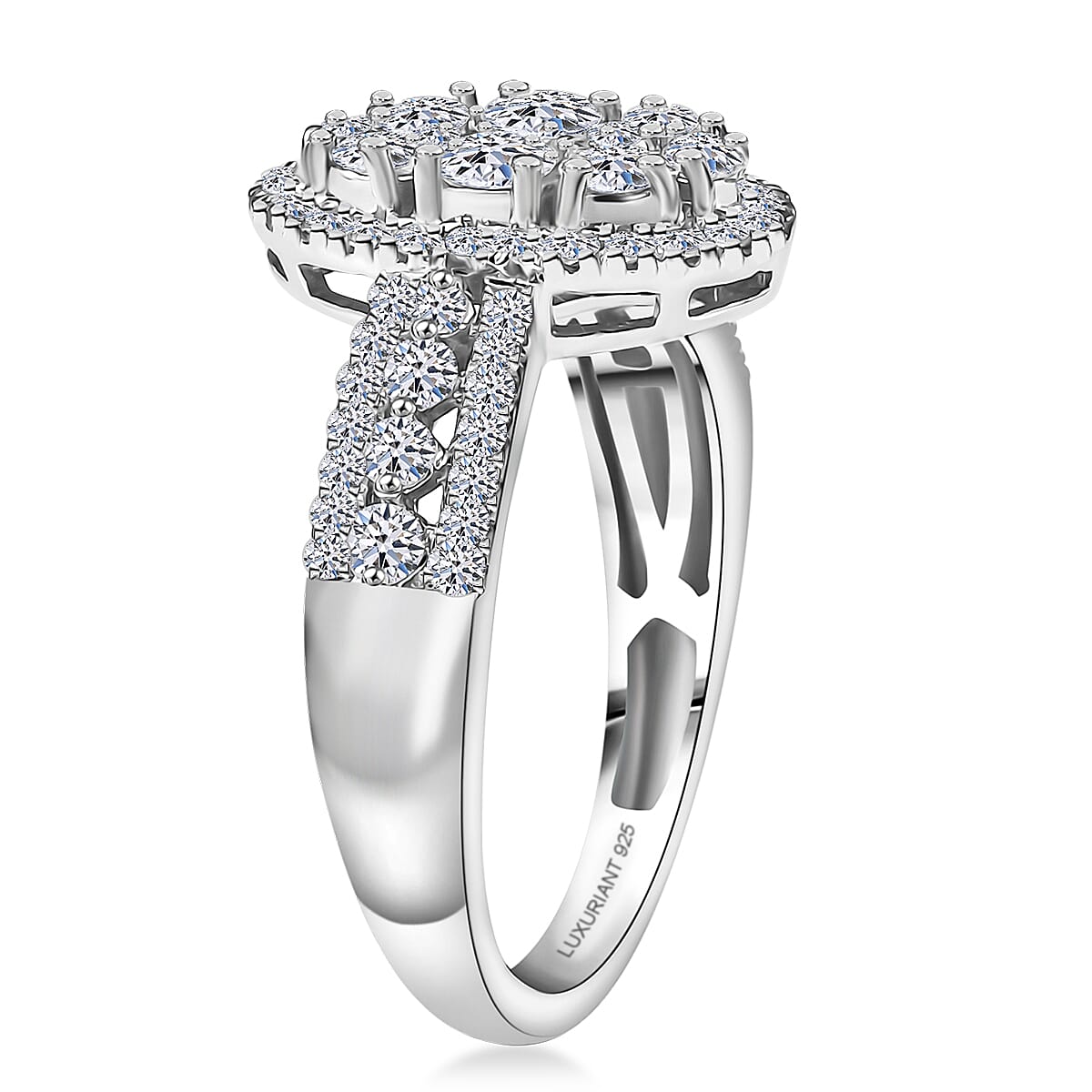 Luxuriant Lab Grown Diamond G-H SI 1.00 ctw Ring in Rhodium Over Sterling Silver (Size 8.0) image number 3