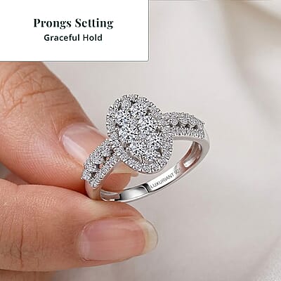 Luxuriant Lab Grown Diamond G-H SI 1.00 ctw Ring in Rhodium Over Sterling Silver (Size 8.0)
