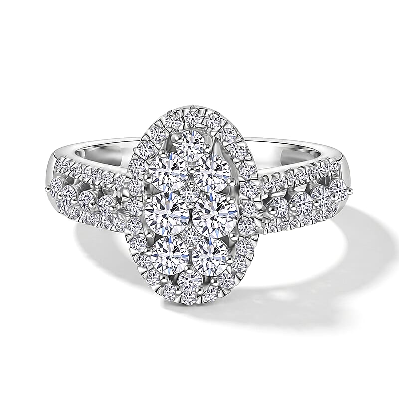 Luxuriant Lab Grown Diamond G-H SI 1.00 ctw Ring in Rhodium Over Sterling Silver (Size 9.0)