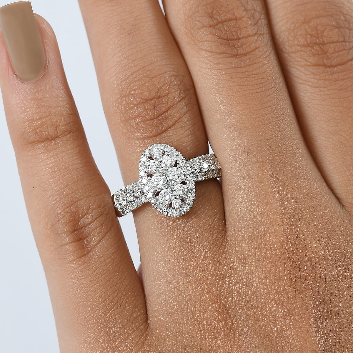 Luxuriant Lab Grown Diamond G-H SI 1.00 ctw Ring in Rhodium Over Sterling Silver (Size 9.0) image number 2