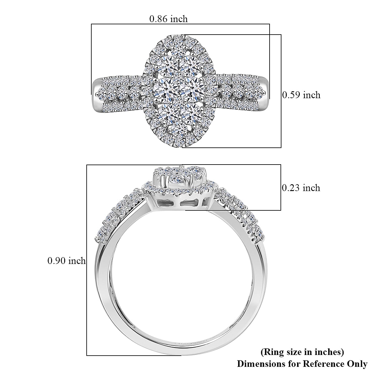 Luxuriant Lab Grown Diamond G-H SI 1.00 ctw Ring in Rhodium Over Sterling Silver (Size 9.0) image number 5