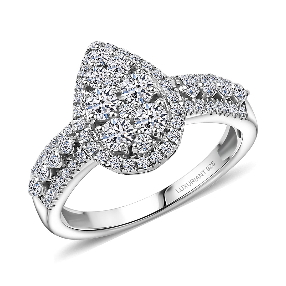 Luxuriant Lab Grown Diamond (G-H, SI) Glitter Halo Ring