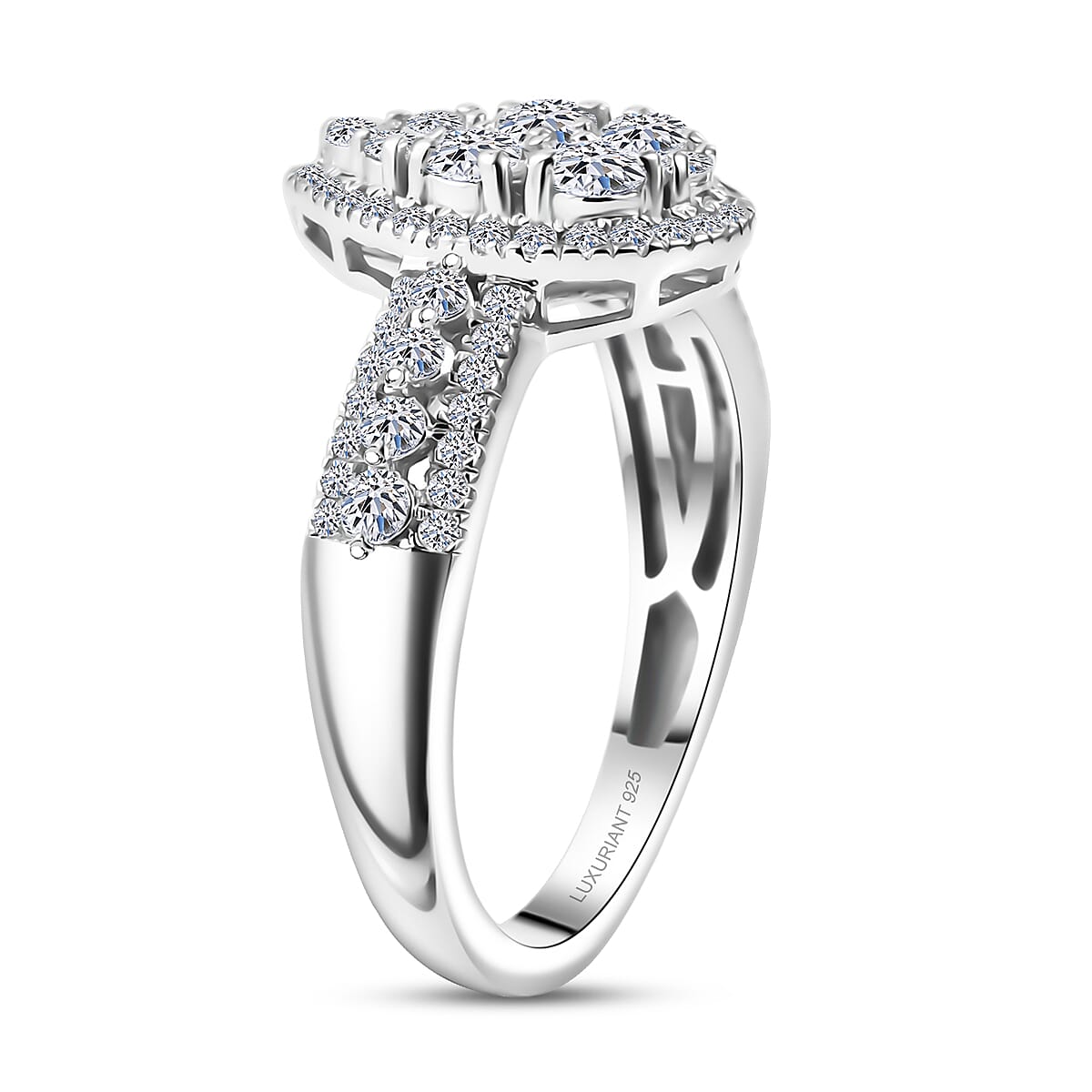 Luxuriant Lab Grown Diamond G-H SI 1.00 ctw Ring in Rhodium Over Sterling Silver (Size 10.0) image number 3