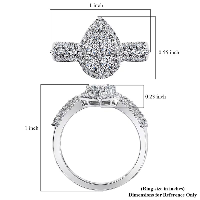 Luxuriant Lab Grown Diamond G-H SI 1.00 ctw Ring in Rhodium Over Sterling Silver (Size 10.0)