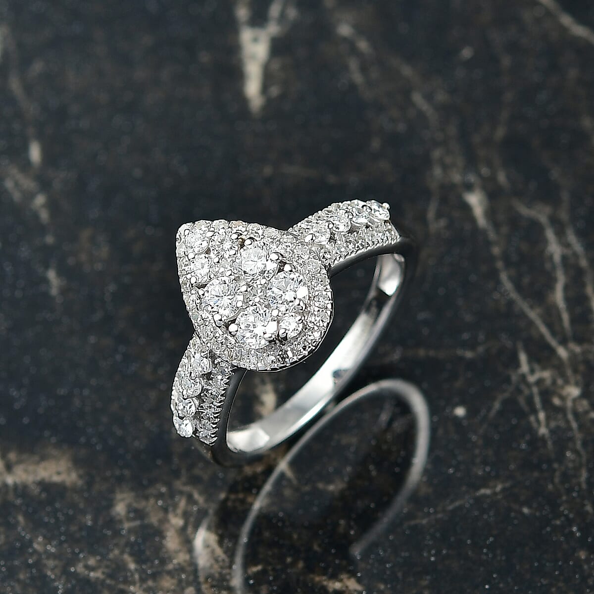 Luxuriant Lab Grown Diamond G-H SI 1.00 ctw Ring in Rhodium Over Sterling Silver (Size 9.0) image number 1