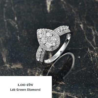 Luxuriant Lab Grown Diamond G-H SI 1.00 ctw Ring in Rhodium Over Sterling Silver (Size 9.0)