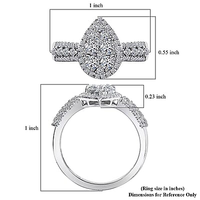 Luxuriant Lab Grown Diamond G-H SI 1.00 ctw Ring in Rhodium Over Sterling Silver (Size 9.0)