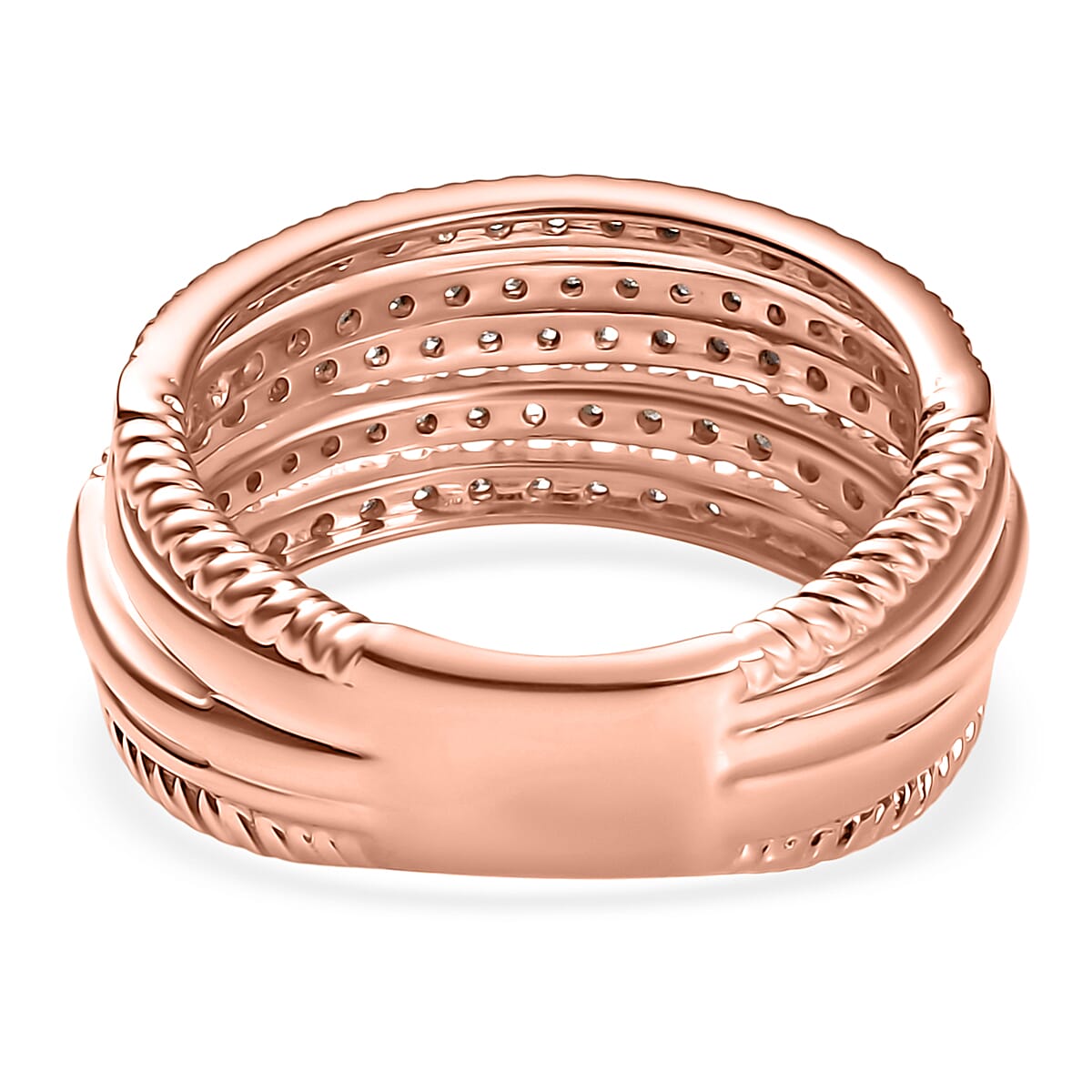 D'Joy Natural Pink and White Diamond Ring in 18K Vermeil RG Over Sterling Silver 1.00 ctw (Size 10.0) image number 4