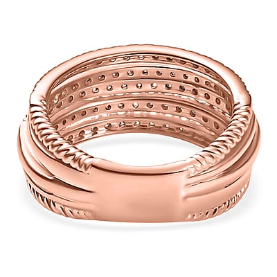 D'Joy Natural Pink and White Diamond Ring in 18K Vermeil RG Over Sterling Silver 1.00 ctw (Size 10.0)