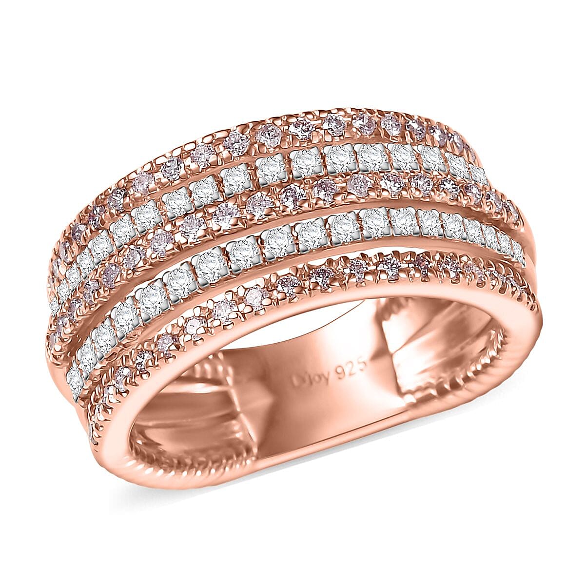 D'Joy Natural Pink and White Diamond I3 1.00 ctw Ring in 18K Vermeil Rose Gold Over Sterling Silver (Size 6.0) image number 0