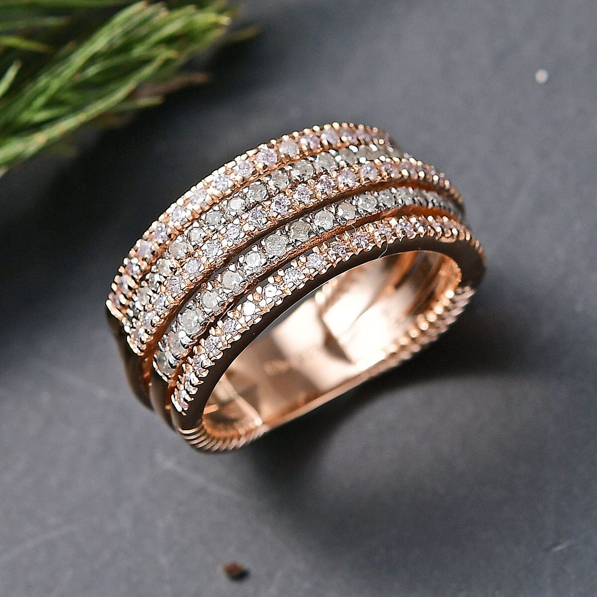 D'Joy Natural Pink and White Diamond I3 1.00 ctw Ring in 18K Vermeil Rose Gold Over Sterling Silver (Size 6.0) image number 1
