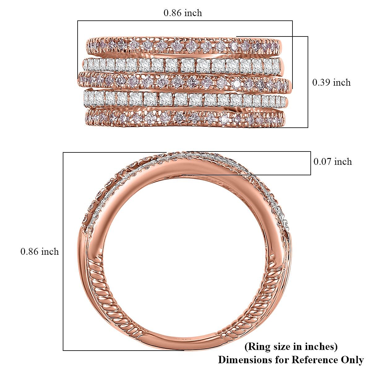 D'Joy Natural Pink and White Diamond I3 1.00 ctw Ring in 18K Vermeil Rose Gold Over Sterling Silver (Size 6.0) image number 5