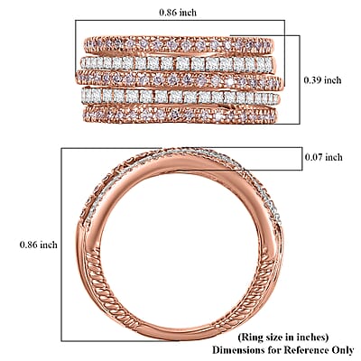 D'Joy Natural Pink and White Diamond Ring in 18K Vermeil RG Over Sterling Silver 1.00 ctw (Size 8.0)
