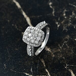 Luxuriant Lab Grown Diamond G-H SI 0.90 ctw Ring in Rhodium Over Sterling Silver (Size 10.0)