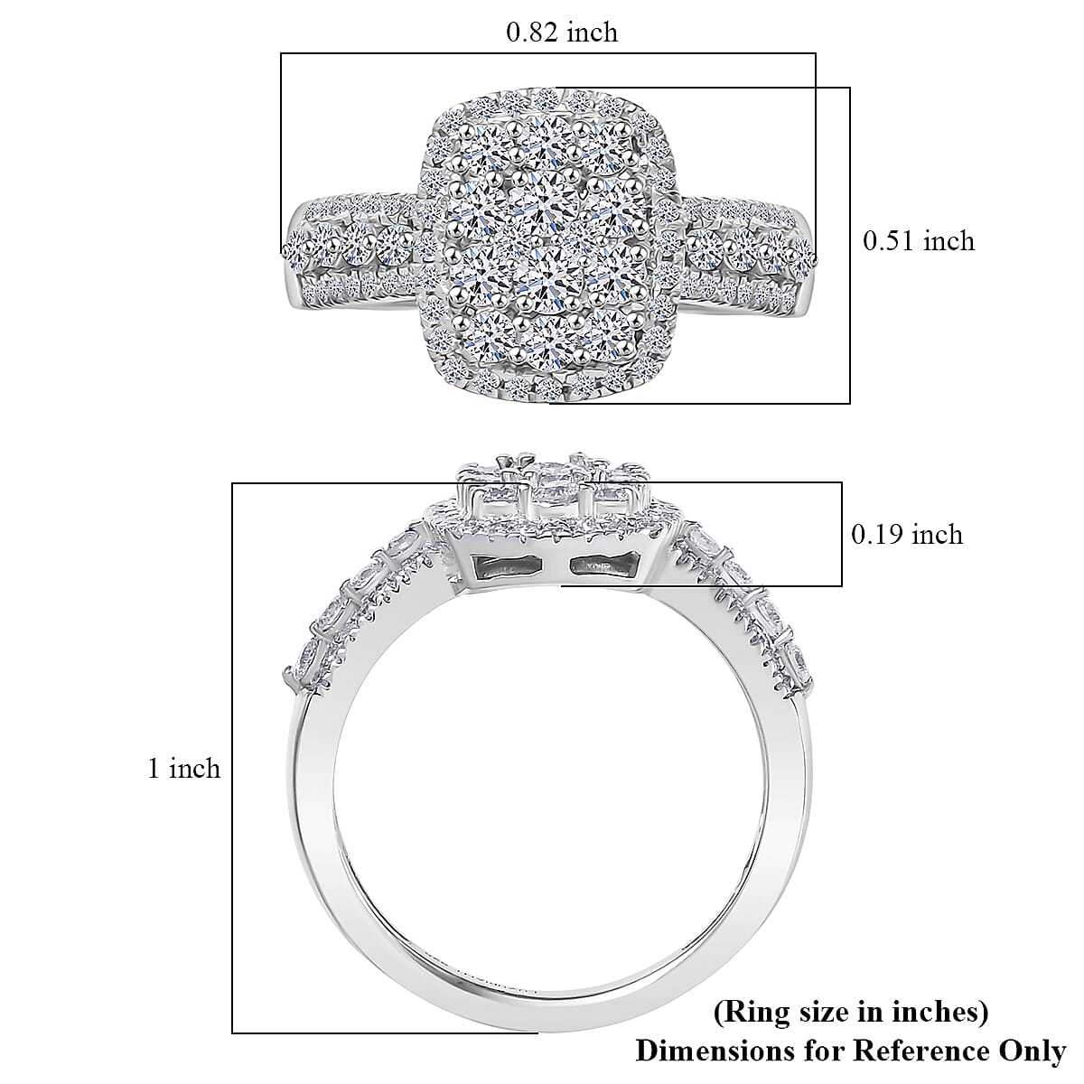 Luxuriant Lab Grown Diamond G-H SI 0.90 ctw Ring in Rhodium Over Sterling Silver (Size 10.0) image number 5