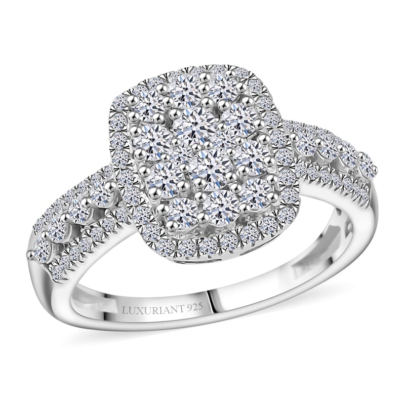 Luxuriant Lab Grown Diamond G-H SI 0.90 ctw Ring in Rhodium Over Sterling Silver (Size 6.0)