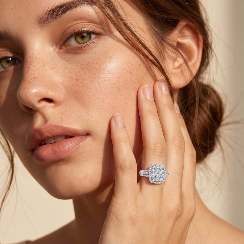 Luxuriant Lab Grown Diamond G-H SI 0.90 ctw Ring in Rhodium Over Sterling Silver (Size 6.0)