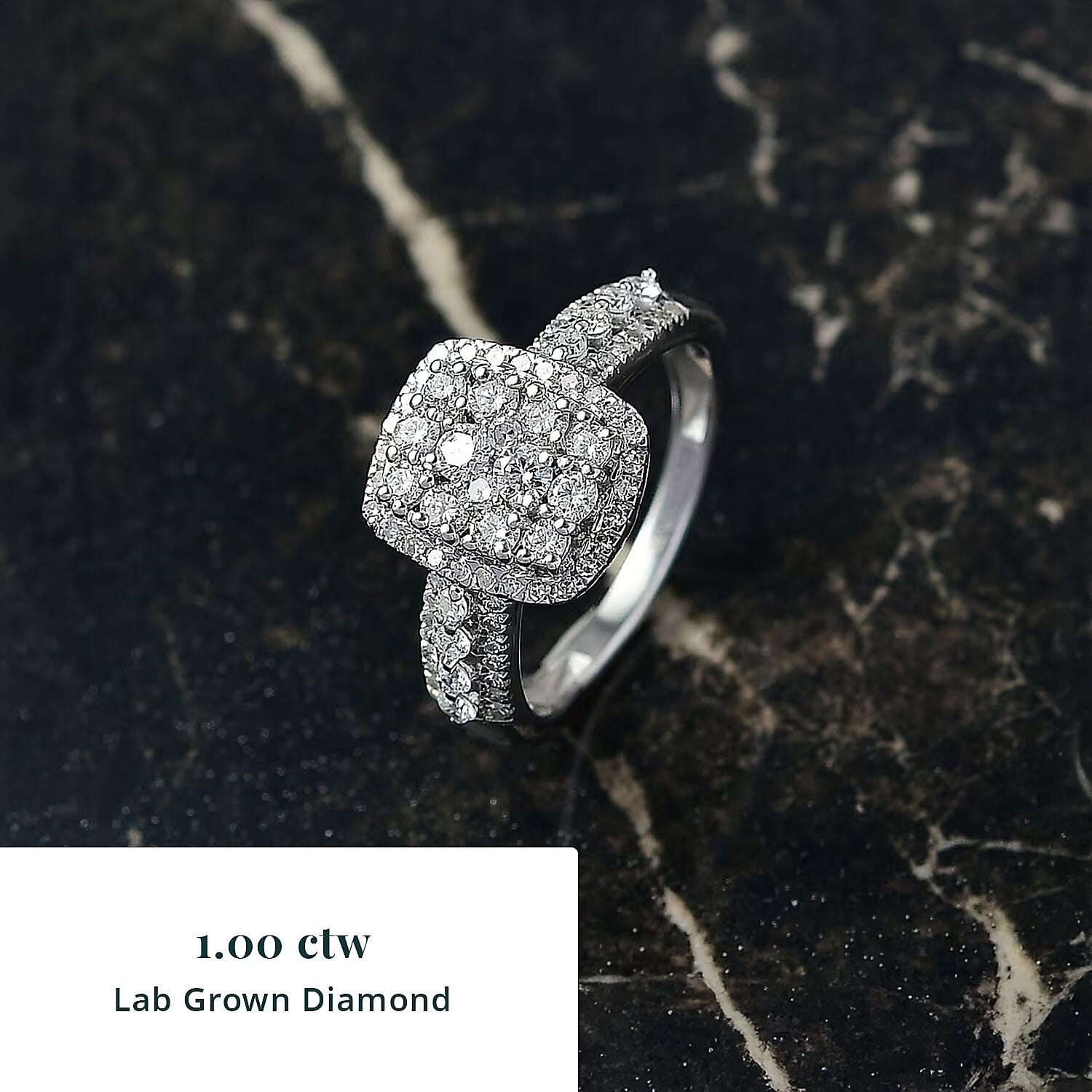 Luxuriant Lab Grown Diamond G-H SI 0.90 ctw Ring in Rhodium Over Sterling Silver (Size 6.0)