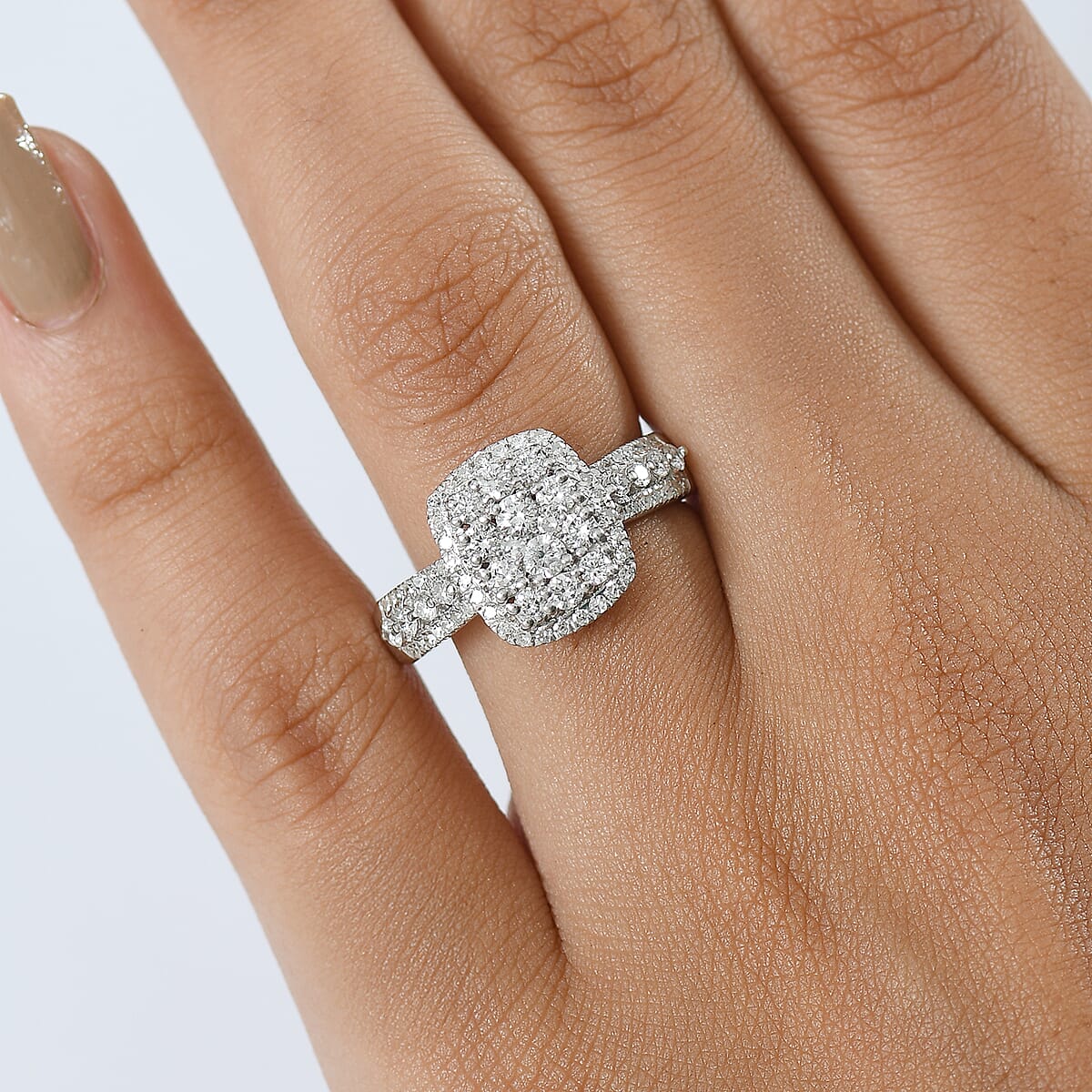 Doorbuster Luxuriant Lab Grown Diamond G-H SI 0.90 ctw Ring in Rhodium Over Sterling Silver (Size 6.0) image number 2