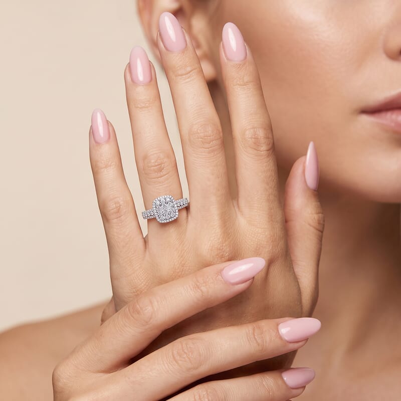 Luxuriant Lab Grown Diamond G-H SI 0.90 ctw Ring in Rhodium Over Sterling Silver (Size 6.0)