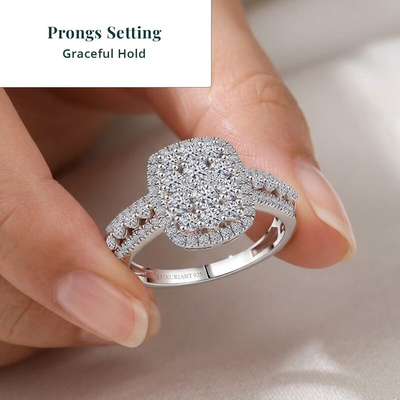 Luxuriant Lab Grown Diamond G-H SI 0.90 ctw Ring in Rhodium Over Sterling Silver (Size 6.0)