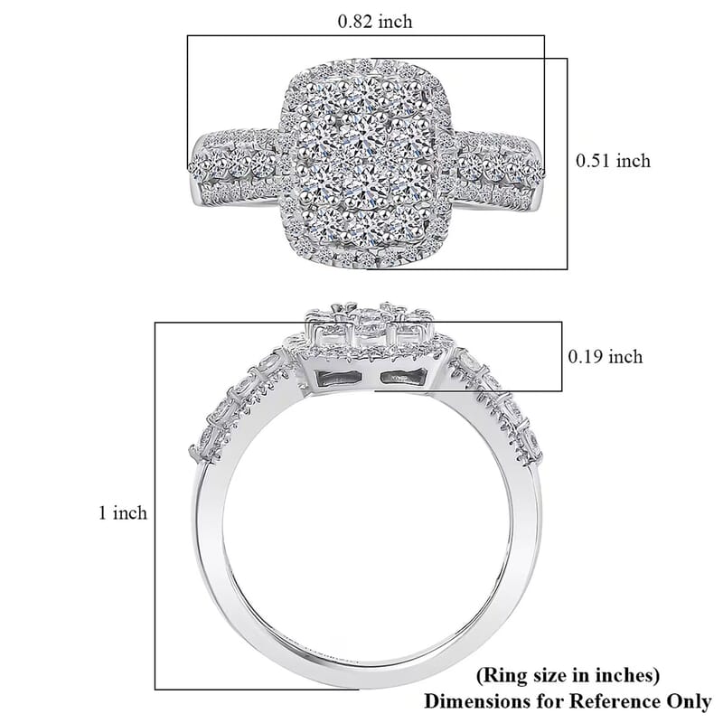 Luxuriant Lab Grown Diamond G-H SI 0.90 ctw Ring in Rhodium Over Sterling Silver (Size 6.0)