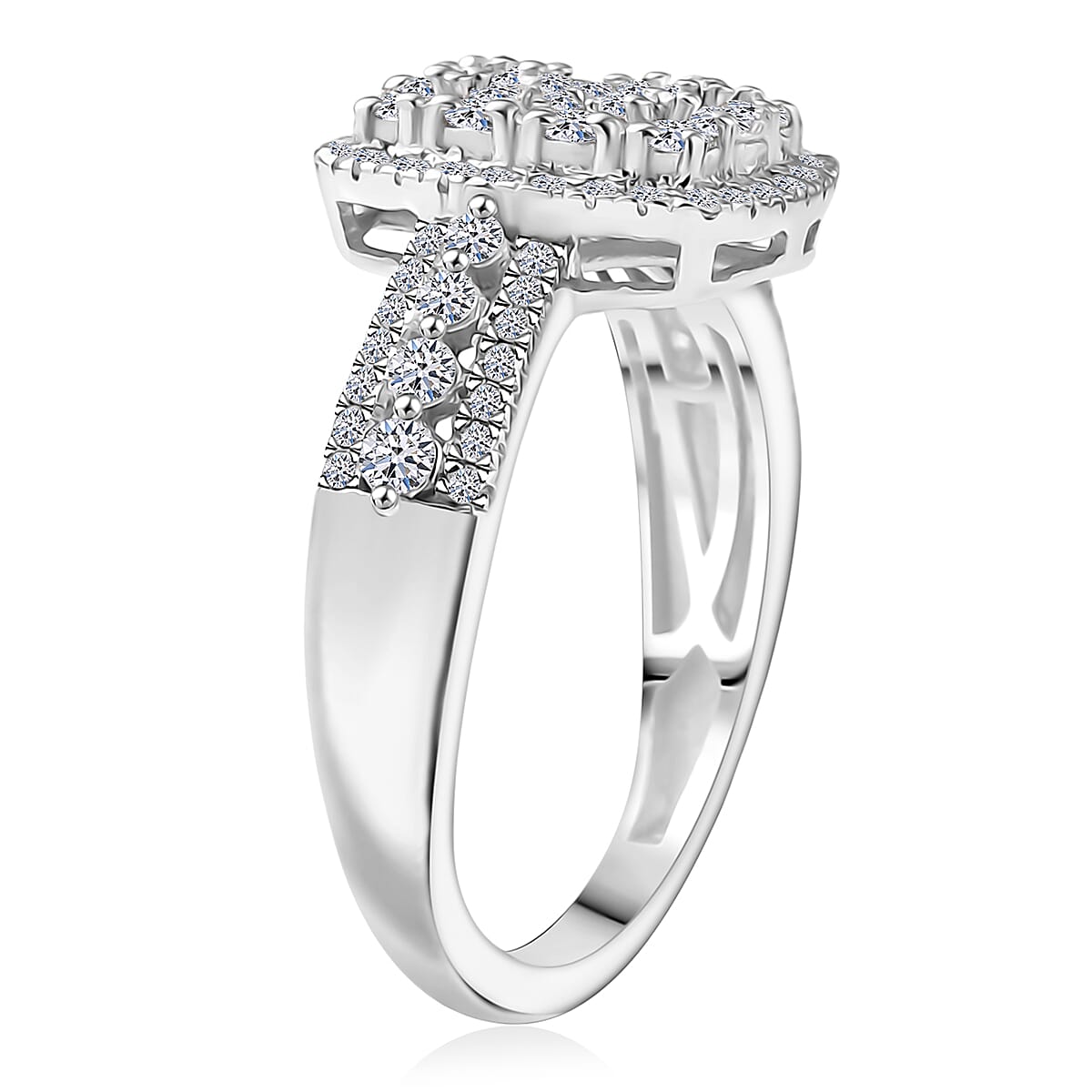 Luxuriant Lab Grown Diamond G-H SI 0.90 ctw Ring in Rhodium Over Sterling Silver (Size 9.0) image number 3