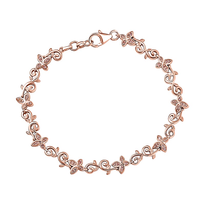 D'Joy Uncut Pink Diamond 0.25 ctw Bracelet in 18K Vermeil Rose Gold Over Sterling Silver (7.25 In)