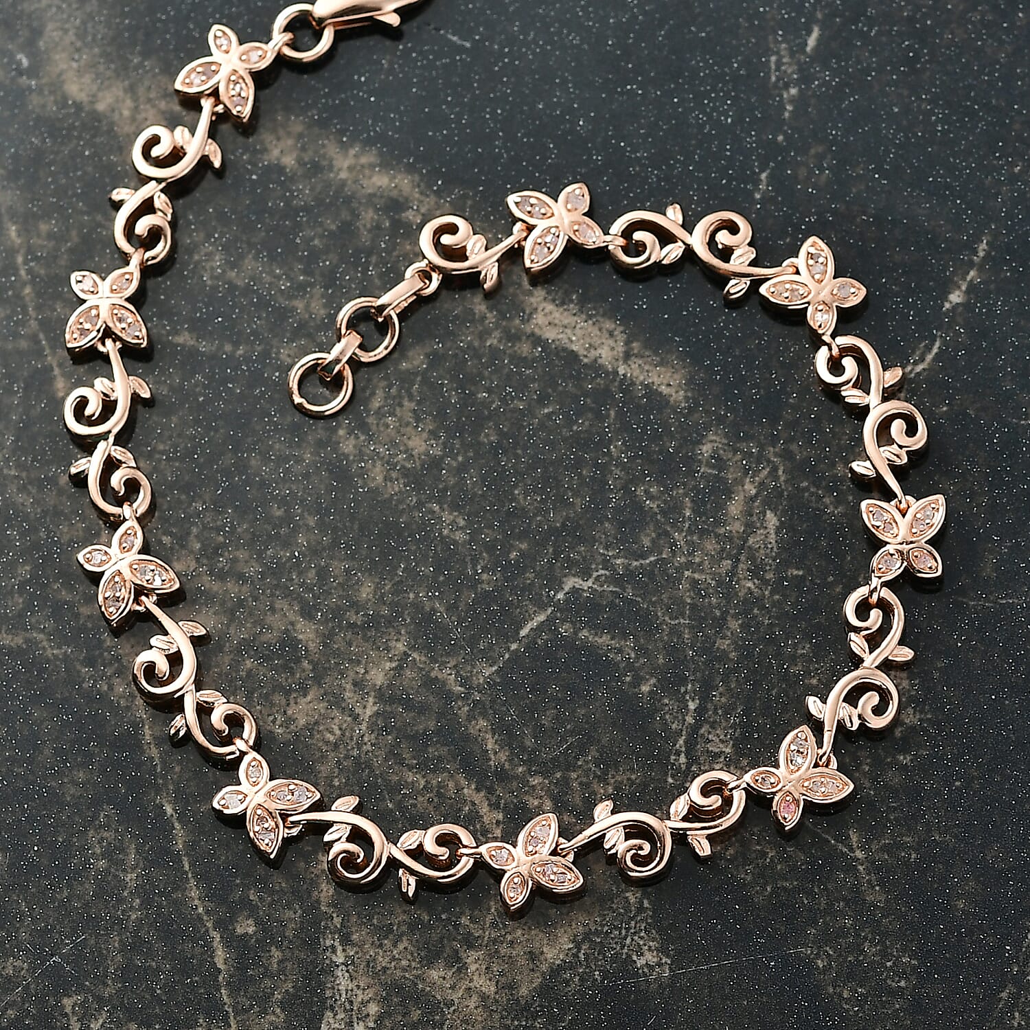 D'Joy Uncut Pink Diamond 0.25 ctw Bracelet in 18K Vermeil Rose Gold Over Sterling Silver (7.25 In)
