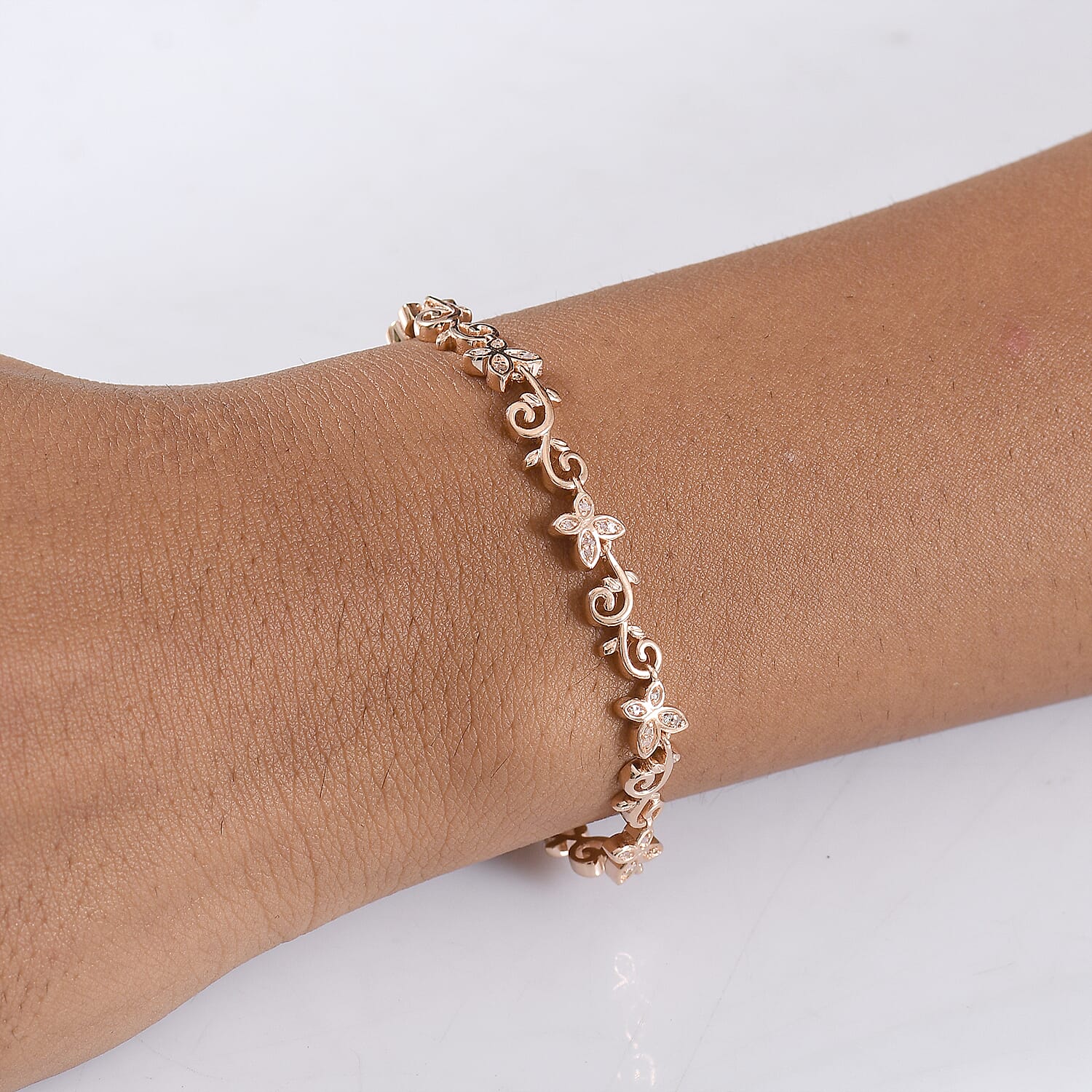 D'Joy Uncut Pink Diamond 0.25 ctw Bracelet in 18K Vermeil Rose Gold Over Sterling Silver (7.25 In)