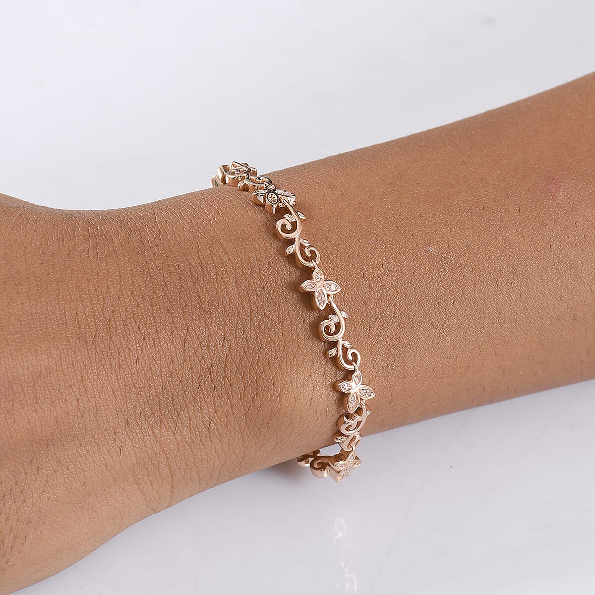 D'Joy Uncut Pink Diamond 0.25 ctw Bracelet in 18K Vermeil Rose Gold Over Sterling Silver (7.25 In) image number 2