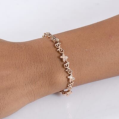 D'Joy Uncut Pink Diamond 0.25 ctw Bracelet in 18K Vermeil Rose Gold Over Sterling Silver (7.25 In)